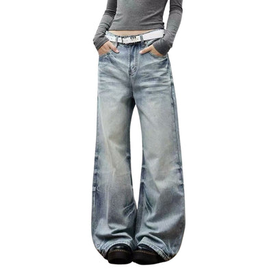 Vintage Washed Wide Leg Bootcut Denim Jeans