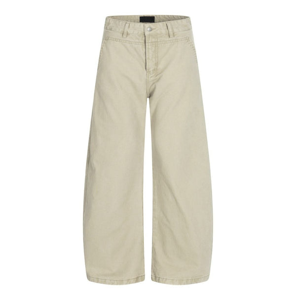 Vintage Scimitar-Wash Pleated Loose-Fit Wide-Leg Pants