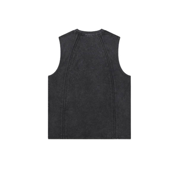 Distressed Raw Hem Patchwork Acid Wash Sleeveless Tank Tee