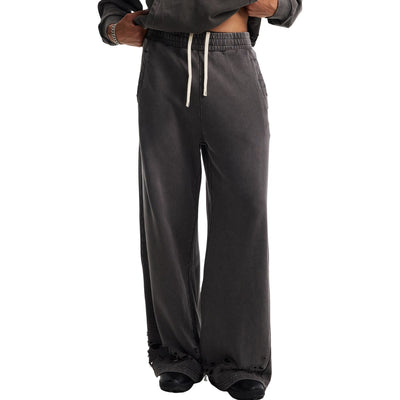 Ripped Hem Loose Fit Cotton Sweatpants