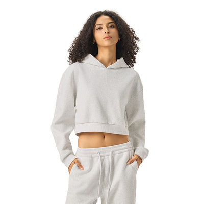 Women's Solid Color Relaxed Cropped Hoodie