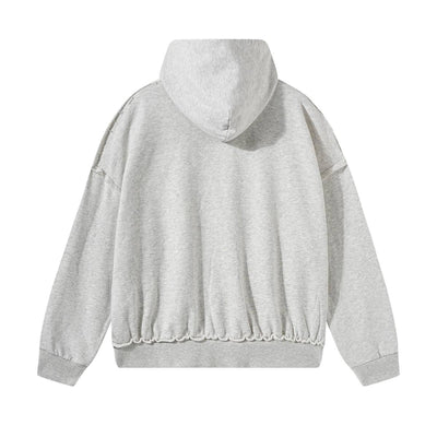Washed Raw Edge Double Slider Zip Hoodie