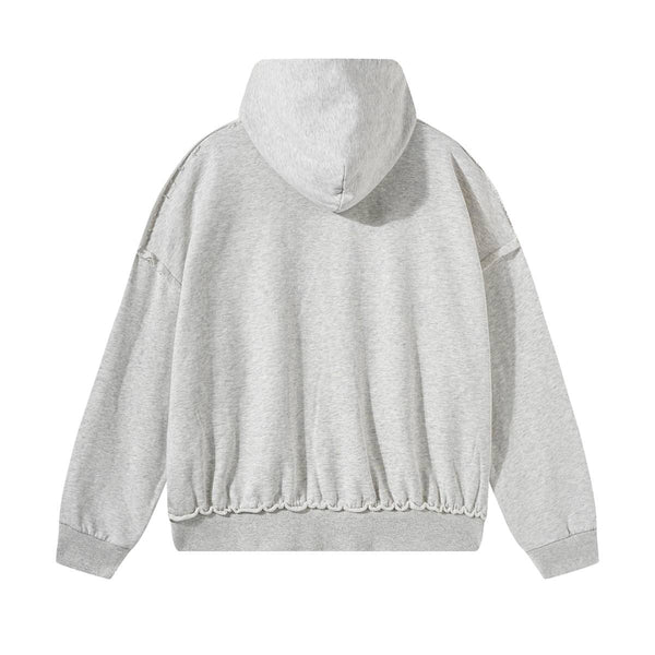 Washed Raw Edge Double Slider Zip Hoodie