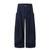 Draped Wide Leg Summer Suit Trousers with Deconstructed Panels