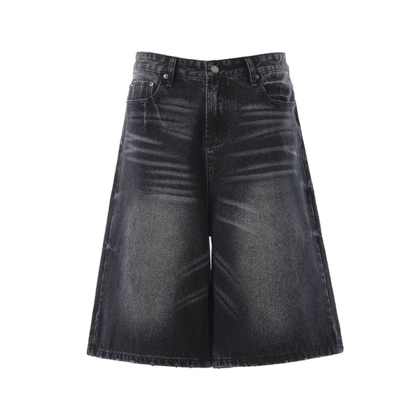 Vintage Washed Wide Leg Denim Shorts