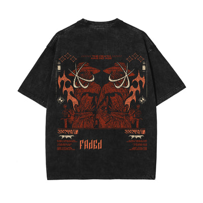 Faded Streetwear Graphic Washed Tee-INNBLAC
