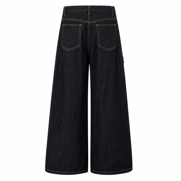 Oversized Embroidered Wide Leg Denim Jeans