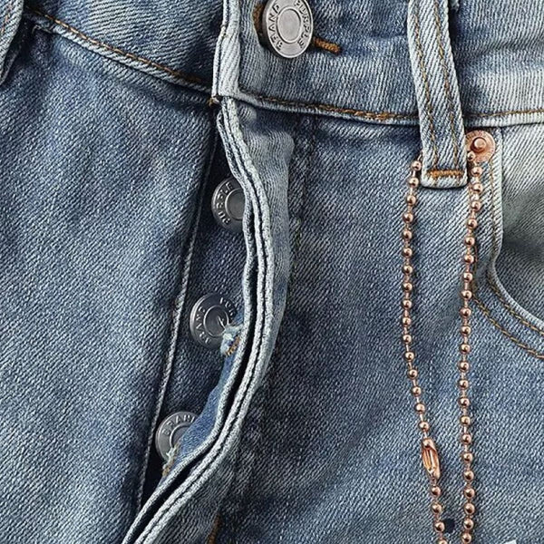 Distressed Stretch Flared Denim Jeans