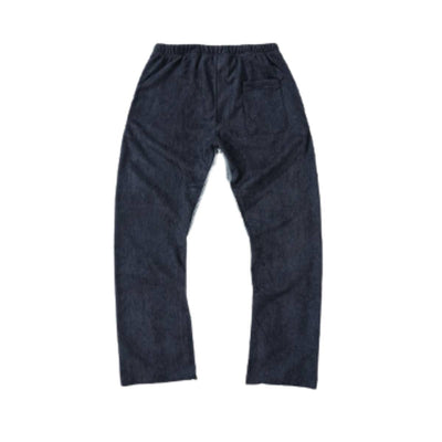 Vintage Inspired Denim Panel Straight Leg Drawstring Pants