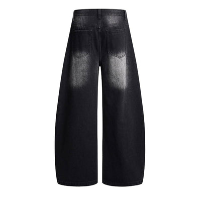 Vintage Washed High Waist Distressed Relaxed Straight Leg Denim Jeans