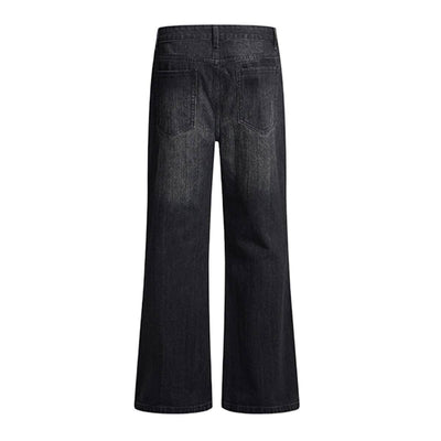 Gradient Washed High Rise Curved Leg Loose Wide Leg Denim Jeans