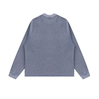 Washed Waffle Cotton Raglan Long Sleeve Tee 340G