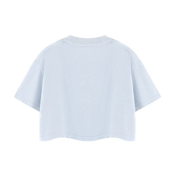 Snowflake Washed Boxy Cropped Cotton Tee 2026
