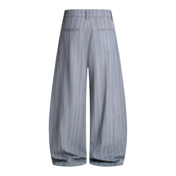 Vintage American Stripe Wide-Leg Curved Trousers