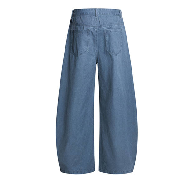 Vintage Washed High-Waist Relaxed Wide-Leg Trousers
