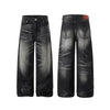 Gradient Cat Whisker Heavy-Wash Baggy Wide-Leg Jeans