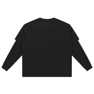 Mock Layered Contrast Strap Sweatshirt