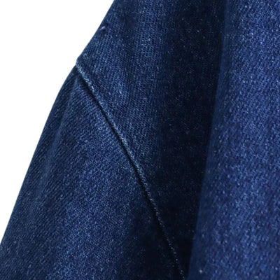 Women's Lapel Long-sleeved Lace-up Washed Denim Shirt