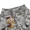 Washed Camo Graffiti Bear Patch Relaxed Wide-Leg Utility Bermuda Shorts