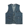 Relaxed V-Neck Denim Cargo Vest