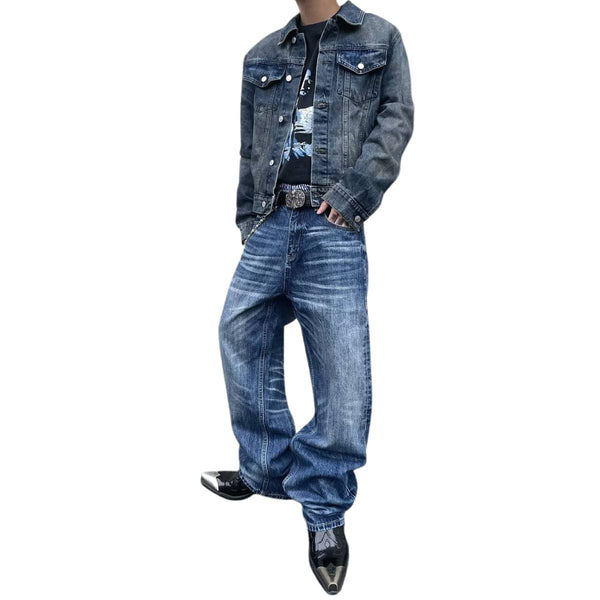 Retro Sandwashed Straight Leg Denim Jeans