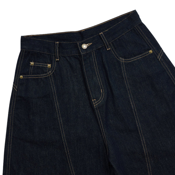 Patchwork Wide-Leg Cropped Denim Jeans
