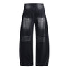 Washed Whiskered Balloon Fit Denim Jeans