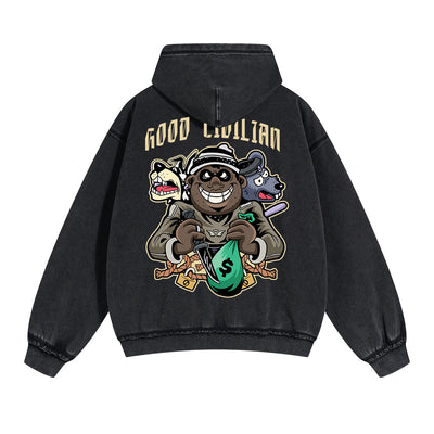 Good Civilian Graphic Double Slider Zip Hoodie-INNBLAC