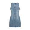 Rhinestone-Embellished Sleeveless Denim Mini Dress