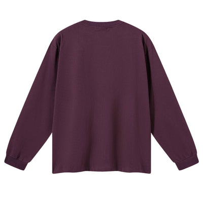 Solid Loose Fit Side Split Hem Long Sleeve T-Shirt