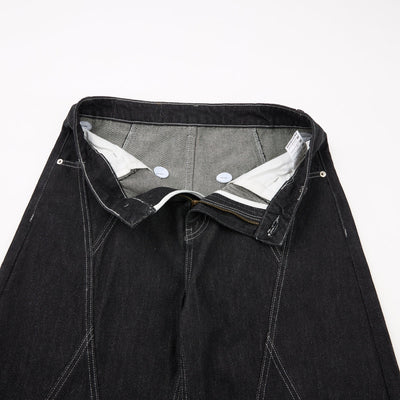Vintage Washed Paneled Barrel-Leg Baggy Jeans