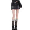 Dark Wash Faded Denim Mini Skirt