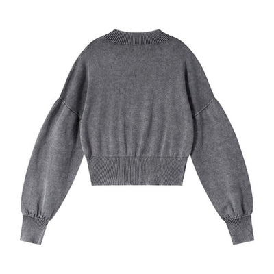 Vintage Snow Wash Cropped Cotton Knit Sweater