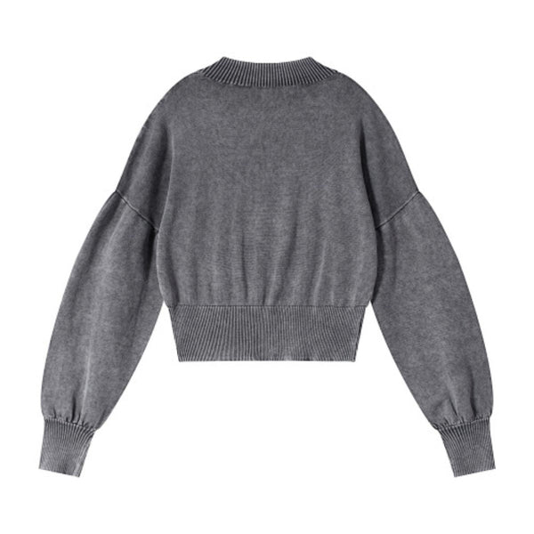 Vintage Snow Wash Cropped Cotton Knit Sweater