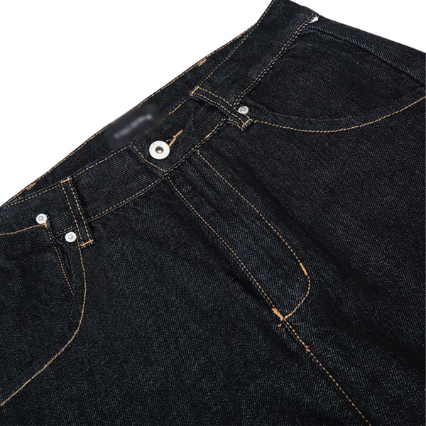 Men's Original Denim Loose Wide-Leg Straight Pants with Contrast Stitching
