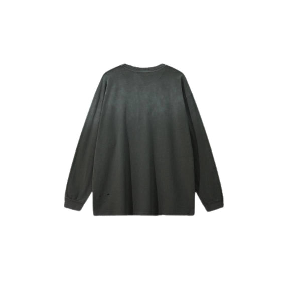 Retro Raw Edge Relaxed Fit Pure Cotton Long-Sleeve Tee 275gsm