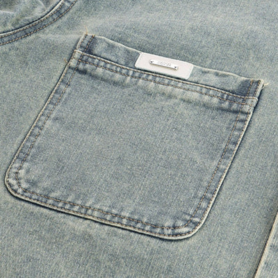 New Distressed Loose Stand Collar Denim Shirt Jacket