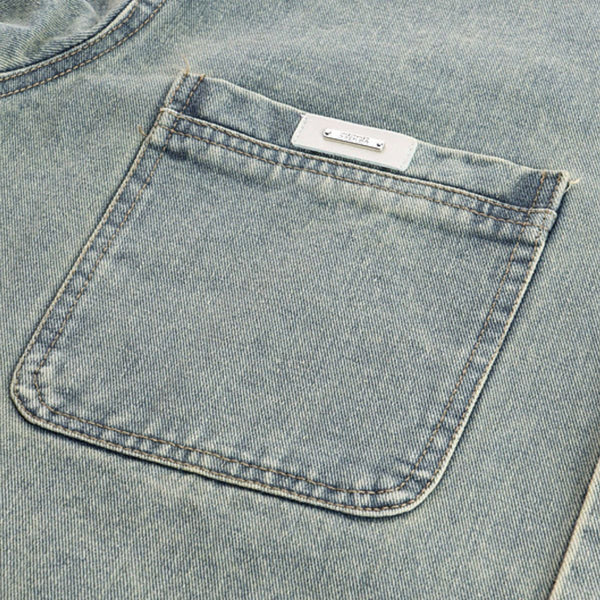 New Distressed Loose Stand Collar Denim Shirt Jacket