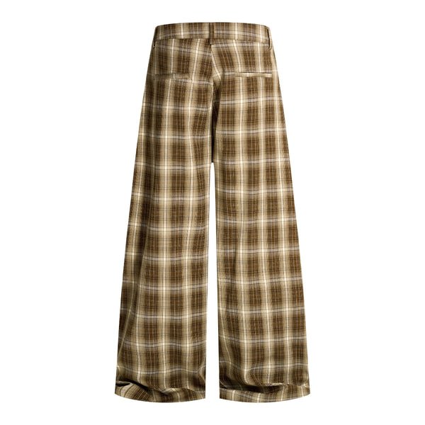 Vintage Hip-Hop Plaid High-Street Baggy Wide-Leg Trousers