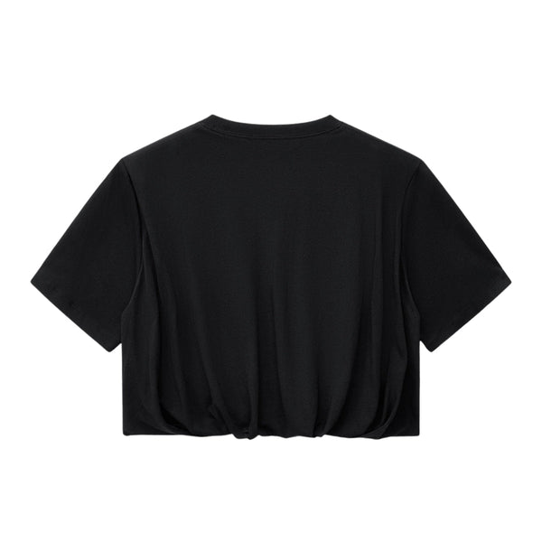 Double-Layer Bubble-Hem Cropped Streetwear Tee