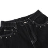 Retro Contrast Heart & Wings Patchwork High Rise Loose Draped Denim Jeans