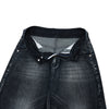 Double-Button Whiskered Wide-Leg Denim Shorts