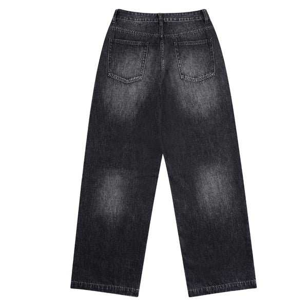 Vintage Blue Cat Whisker Studded Baggy Jeans