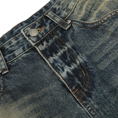 Men's Loose Denim Pants Washed Distressed Vintage Street