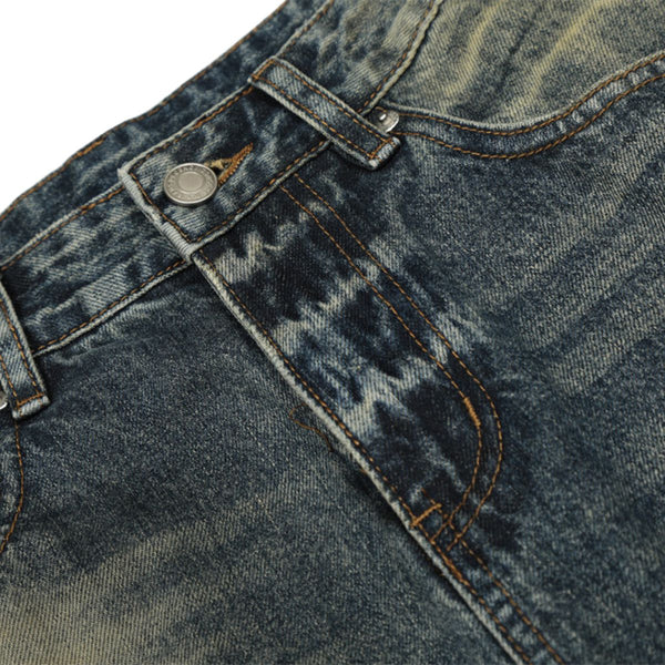 Men's Loose Denim Pants Washed Distressed Vintage Street
