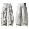 Vintage Wash Star Pattern Baggy Straight Leg Cargo Jeans