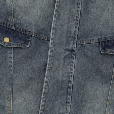 Heavy Craft Motorcycle Style Loose Casual Workwear Washed Denim Jacket