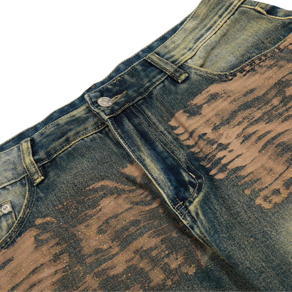 Distressed Vintage Wash Wide Leg Jeans