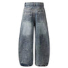 Vintage Embroidered Barrel-Leg Denim Jeans