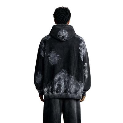 Distressed Edge Painted Graphic Washed Hoodie